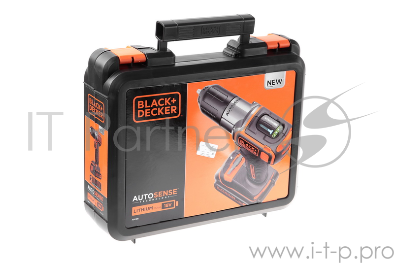 Дрель-шуруповерт BLACK & DECKER ASD18K-QW Autosence 18В 0-650об/мин 39Нм 1акк LiIon ЗУ 1ч чемодан