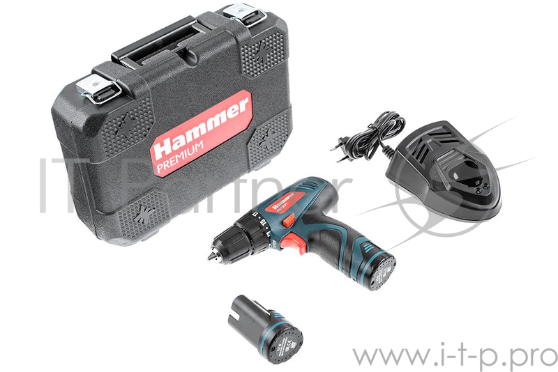 Аккум.дрель HAMMER ACD120GLi PREMIUM 12.0В 2x1.3Ач 10мм 0-350/0-1100об/мин 28Нм зар.1ч