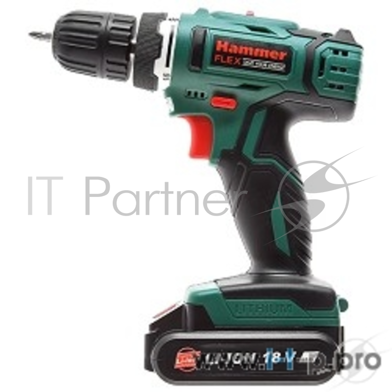 Аккум.дрель Hammer Flex ACD185Li 18В 2x1.5Ач LiION 10мм 0-350/0-1250об/мин 31/17Нм, в кейсе