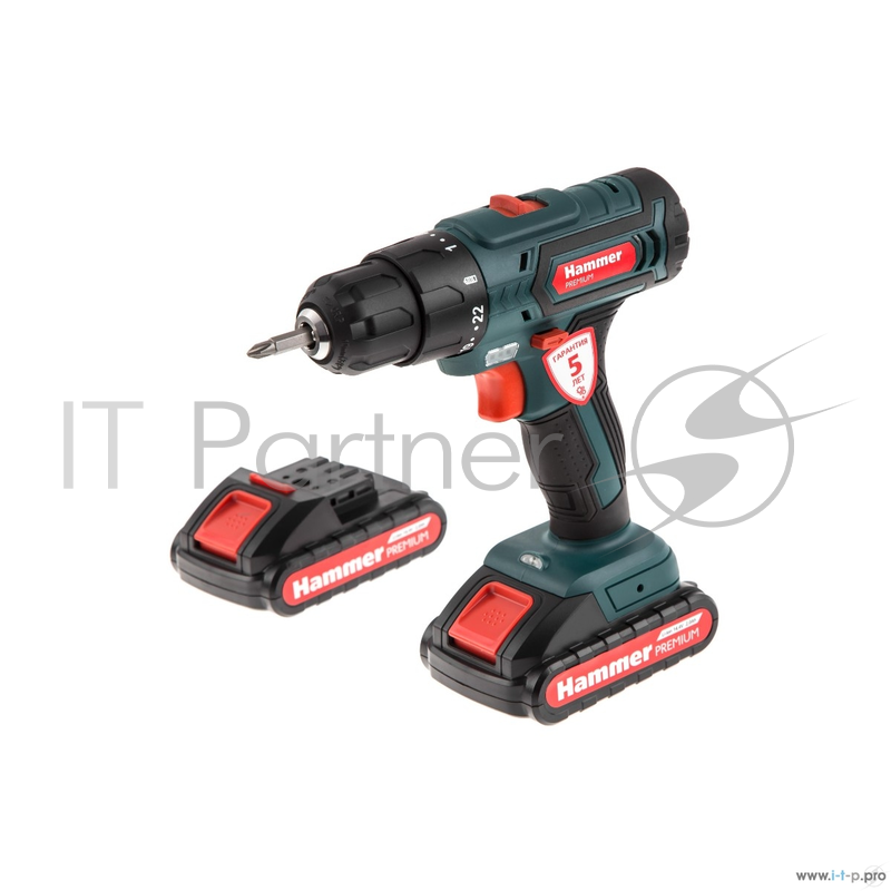 Аккум.дрель HAMMER ACD143Li 2.0 PREMIUM 14.4В 2x2.0Ач LiION 10мм 0-400/0-1500об/мин 45Нм 1ч кейс