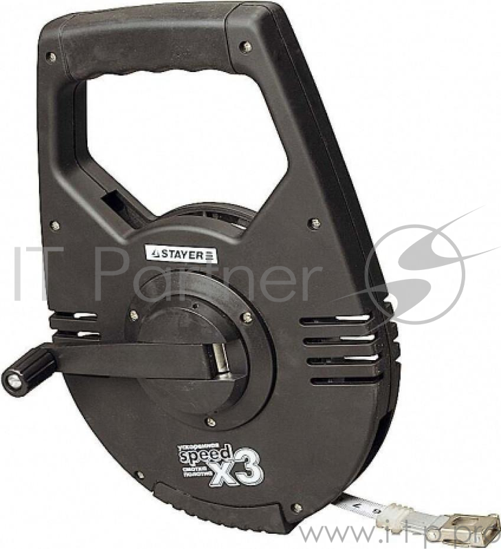 Лента мерная STAYER 2-34186-050 геодезийная racer мет. редукт.мех. 3:1 50мх13мм