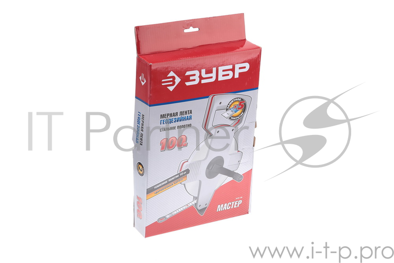 Лента мерная ЗУБР 34181-100 геодезийная стальное полотно с защитным покрытием 100мх10мм
