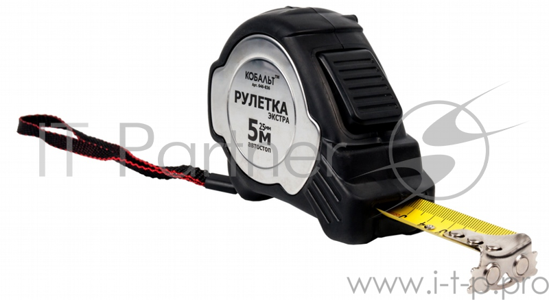Рулетка КОБАЛЬТ 646-836 Экстра 5мx25мм металлический корпус магн. крючок, нейлон. покрытие, толщ. 0