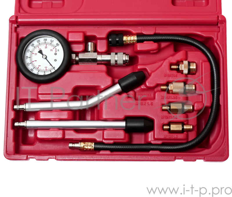 Компрессометр JTC 4077 для бензиновых двигателей с набором адаптеров