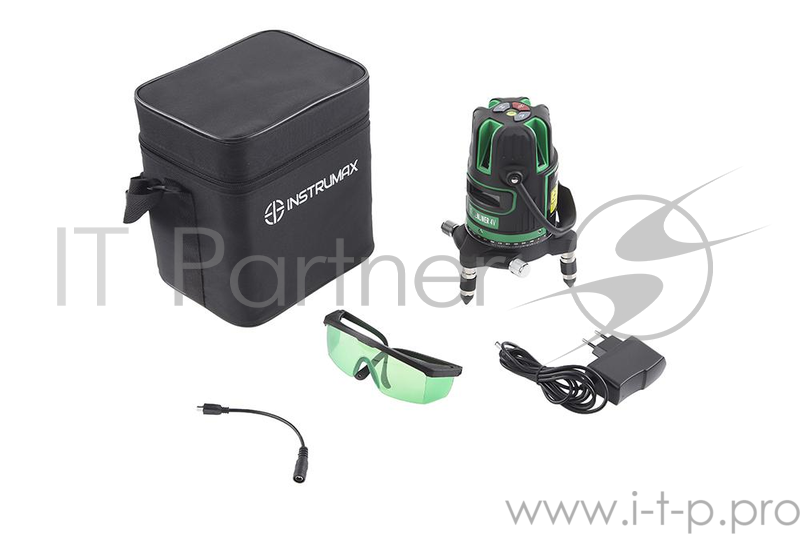 Уровень INSTRUMAX GREENLINER 4V 3хАА 5линии 1отвес 30м сумка-чехол
