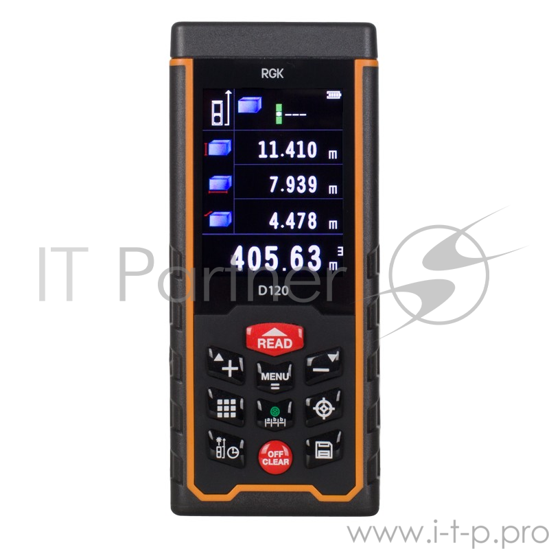 Лазерный дальномер RGK D120 0.3-120м ±2мм память 999измерений 125х54х27мм