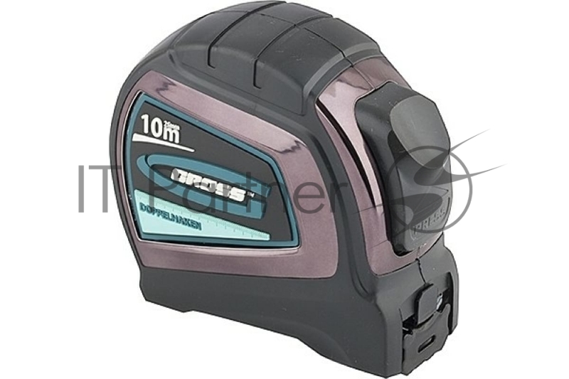 Рулетка GROSS 31126 ''doppelhaken'' 10м x 25мм двухсторонний зацеп нейлон двуст. шкала автоматич