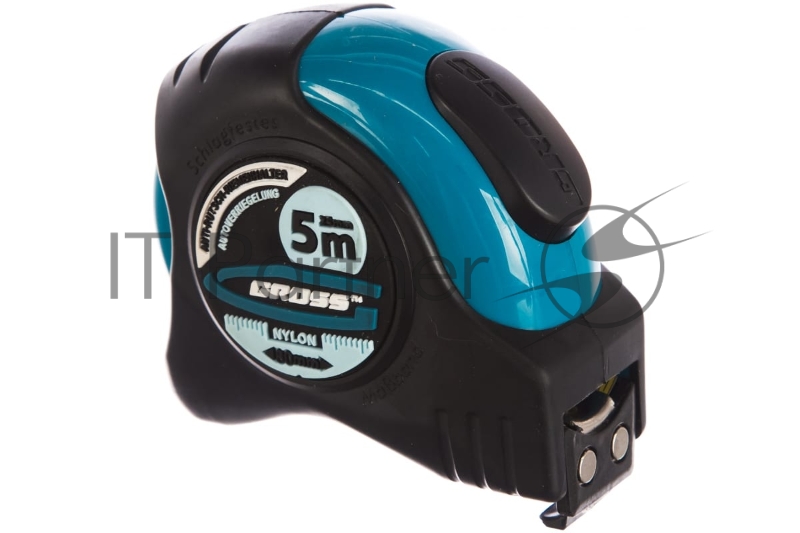 Рулетка GROSS 31113 ''schlagfest'' 5м x 25мм магн. обрез зацеп двухст. шкала нейлон покр. автомати