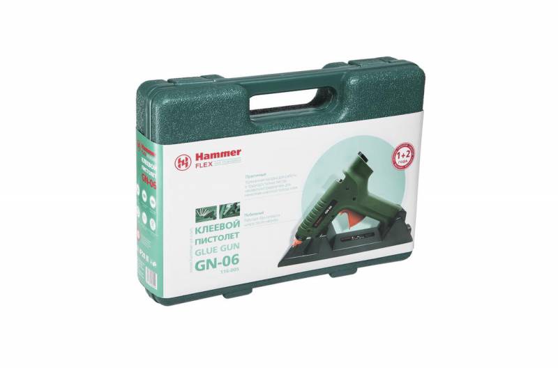 Пистолеты Hammer Flex GN-06 273271 116-005 {Клеевой пистолет 80 (15) Вт, 22г/мин, насадки, клеевые стержни 11,2мм, кейс}