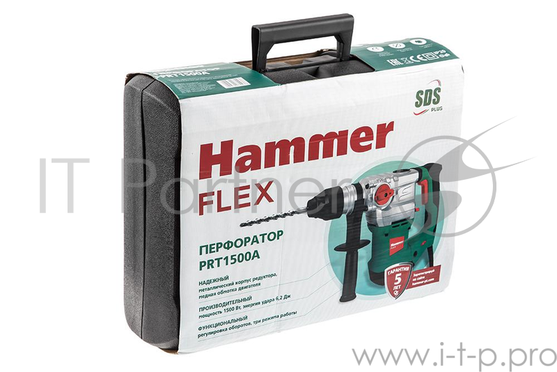 Перфоратор Hammer Flex PRT1500A 1500Вт SDS+ 32мм 0-950об/мин 6.2Дж 3 режима