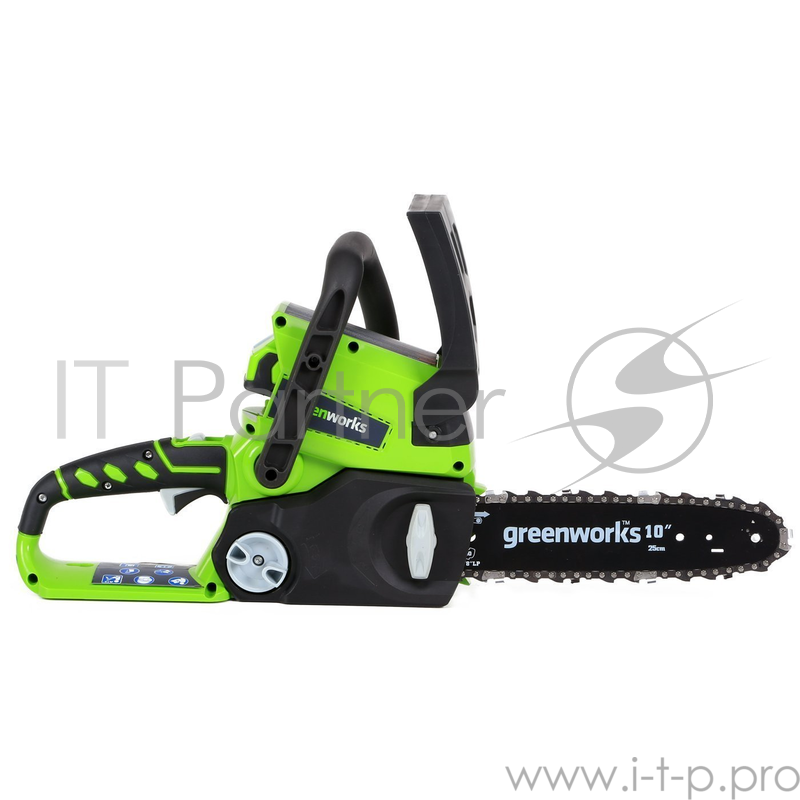 Пила цепная аккум. GREENWORKS 2000007va 24в g24 2ач (в компл. 1 аккум 24В 2 А/ч + ЗУ)