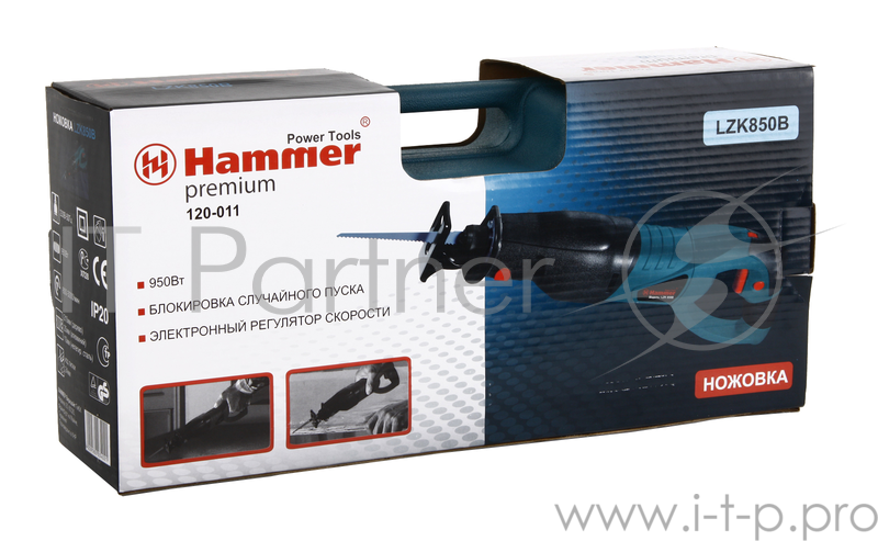 Пила сабельная HAMMER LZK850B PREMIUM 950Вт 800-3000ход/мин макс.пропил 210мм-дер 20мм-мет