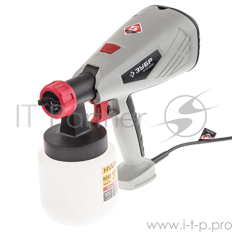 Краскопульты, аэрографы Краскопульт ЗУБР МАСТЕР электрический, 500 Вт, HVLP, 0.8 л, краскоперенос 0-800 мл/мин, вязкость краски 100 DIN/сек, сопло 2.6мм