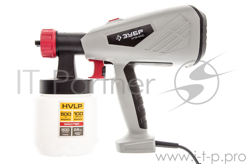 Краскопульты, аэрографы Краскопульт ЗУБР МАСТЕР электрический, 500 Вт, HVLP, 0.8 л, краскоперенос 0-800 мл/мин, вязкость краски 100 DIN/сек, сопло 2.6мм