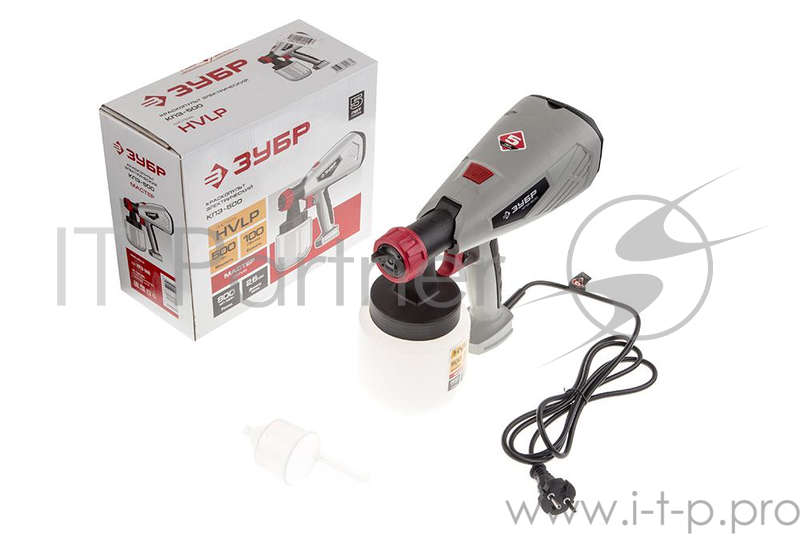 Краскопульты, аэрографы Краскопульт ЗУБР МАСТЕР электрический, 500 Вт, HVLP, 0.8 л, краскоперенос 0-800 мл/мин, вязкость краски 100 DIN/сек, сопло 2.6мм