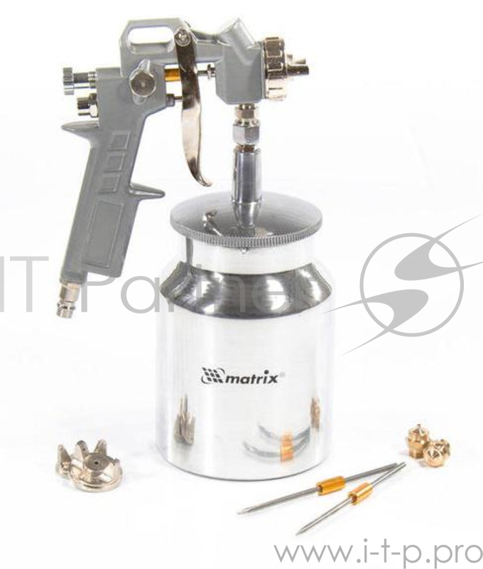 Краскопульт пневматический MATRIX 57316 с нижним бачком v=10k + сопла диаметром 1.2 1.5 и 1.8мм