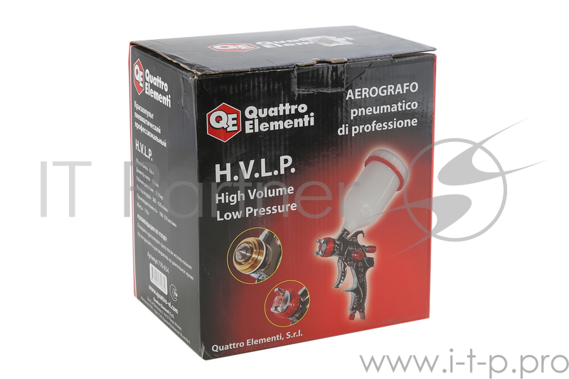 Краскопульт для компрессора QE 770-834 верхний бачок 0.6л сопло 1.4мм разъем EURO, ПРОФИ