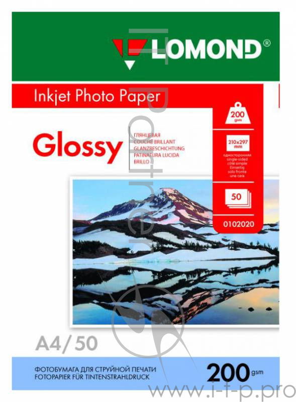Бумага LOMOND 0102020 Глянцевая бумага 1х A4, 200г/м2 50 л.