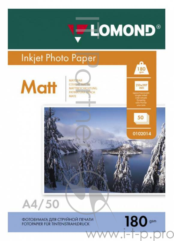 Бумага LOMOND 0102014 Матовая бумага 1х A4, 180г/м2, 50 листов
