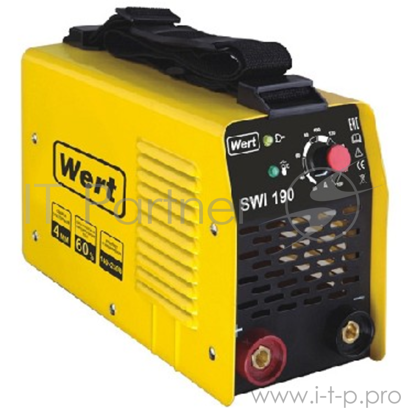 Сварочный инвертор WERT 187150 SWI 190 Инвертер,140-250В, потребление 3.7 кВт, регулировка силы тока 20-190 А, ПВ=190А/60%, диаметр электрода 1.6-4мм, вес 2.4 кг.