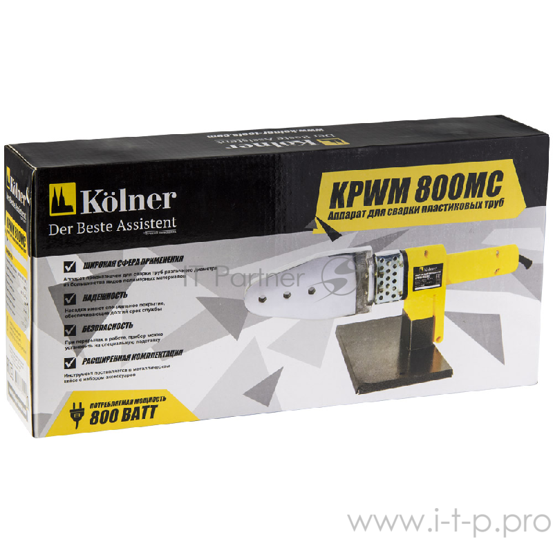 Сварочный аппарат для пластиковых труб 800 Вт Kolner KPWM 800 МC (10шт) , диаметр насадок 20/25/32мм, металлический кейс