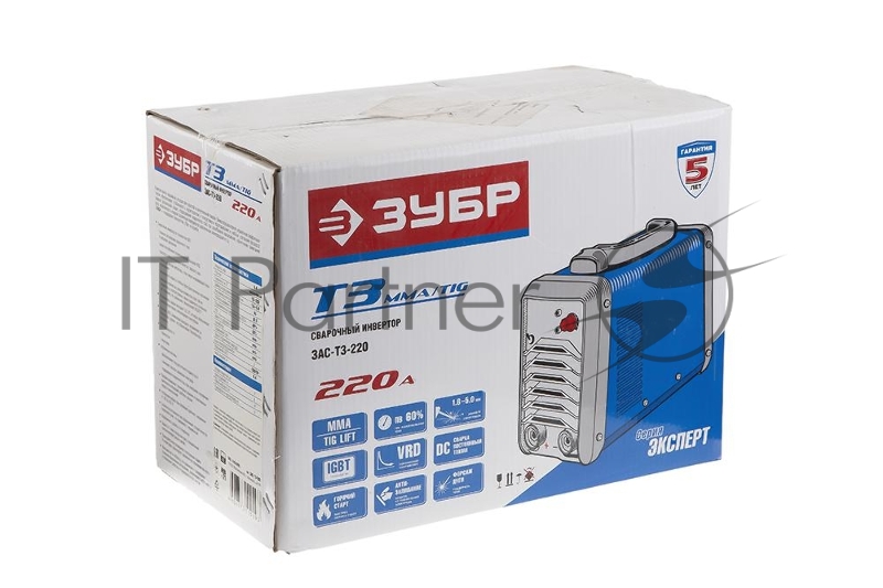 Инвертор ЗУБР ЭКСПЕРТ ЗАС-Т3-220 220В 220А MMA IGBT 64кг