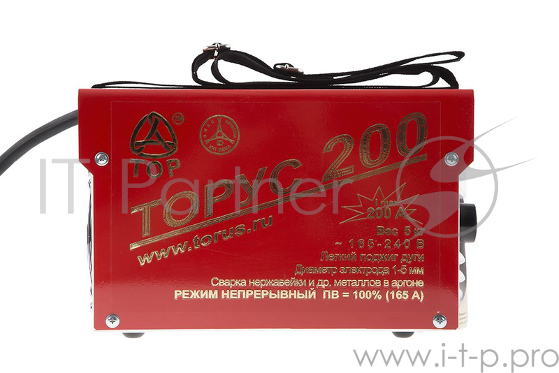 Инвертор сварочный ТОРУС 200+КОМПЛЕКТ 165-242В 6.2кВт 30-200А 2.0-5.0мм ПВ60% провода