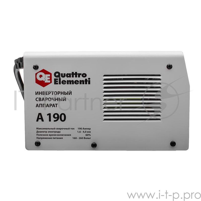 Инвертор QUATTRO ELEMENTI A 190 190 А, ПВ 60%, до 4.0 мм, 3.6 кг, 160-240 В