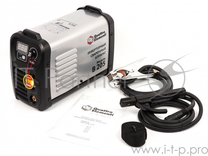 Инвертор QUATTRO ELEMENTI B 205 205 А, ПВ 80%, до 5.0 мм, 5.3 кг, Дисплей, TIG-Lift, от 170В, КЕЙС