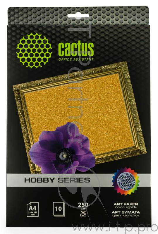 Бумага CACTUS CS-DA425010G Бумага Cactus A4/250г/м2/10л./золото для струйной печати