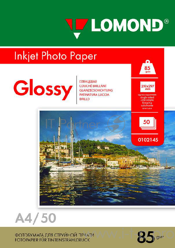 Бумага LOMOND 0102145 Односторонняя Глянцевая фотобумага для струйной печати А4, 85г/м, 100листов
