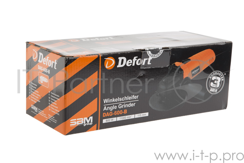 Машина шлифовальная угловая Defort DAG-600-B (Диск 115 мм 600 Вт 11000 об/мин M14 блокировка шпинделя набор аксессуаров 4 шт)