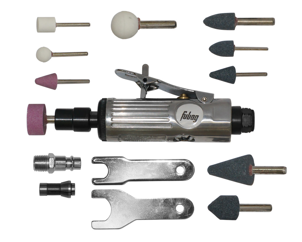 Пневматическое оборудование FUBAG Пневмошлифмашина прямая GL25000 (354л/мин_6бар_25000об/мин) + набор_кейс 100101