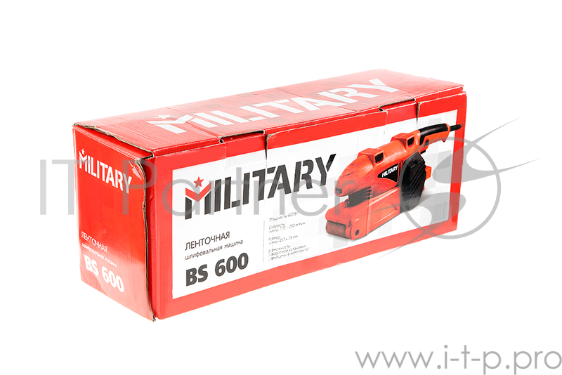 Шлиф. машинка ленточная MILITARY BS600 600Вт, 170-250м/мин, 457х75мм, струбцины (2шт.)