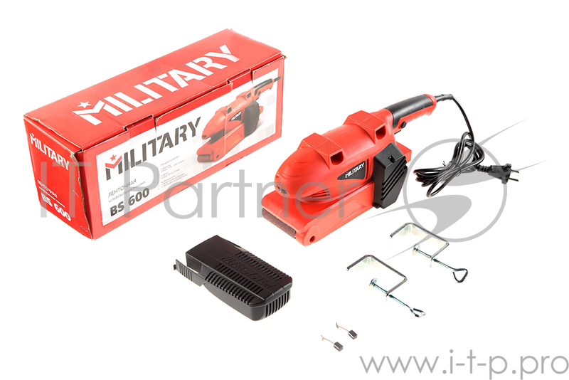 Шлиф. машинка ленточная MILITARY BS600 600Вт, 170-250м/мин, 457х75мм, струбцины (2шт.)