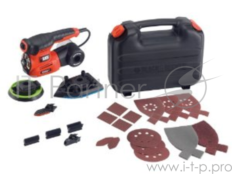 Машинка шлифовальная дельта BLACK & DECKER KA280K-QS 4в1 220Вт диск125мм платф.136см2 насадки кейс