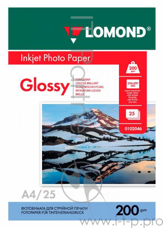 Бумага LOMOND 0102046 Глянцевая бумага 1x А4, 200г/м2, 25л