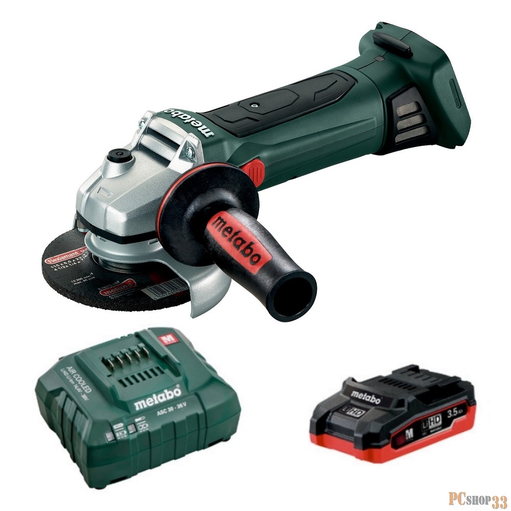 Акк.УШМ METABO W18 LTX125 (T0333) 1х3,5 Ач LiHD+ ЗУ ASC 30-36