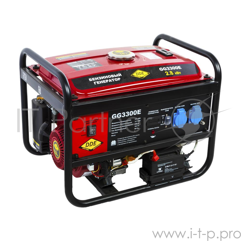 Генератор DDE GG3300E бензиновый однофазн.ном/макс. 2.6/3.0кВт up170 т/бак 15л эл/ст 47кг