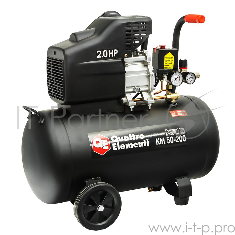 Компрессор QUATTRO ELEMENTI 248-474 KM 50-200 поршневой масляный 200л/мин 50л 2л.с 8 бар 29кг