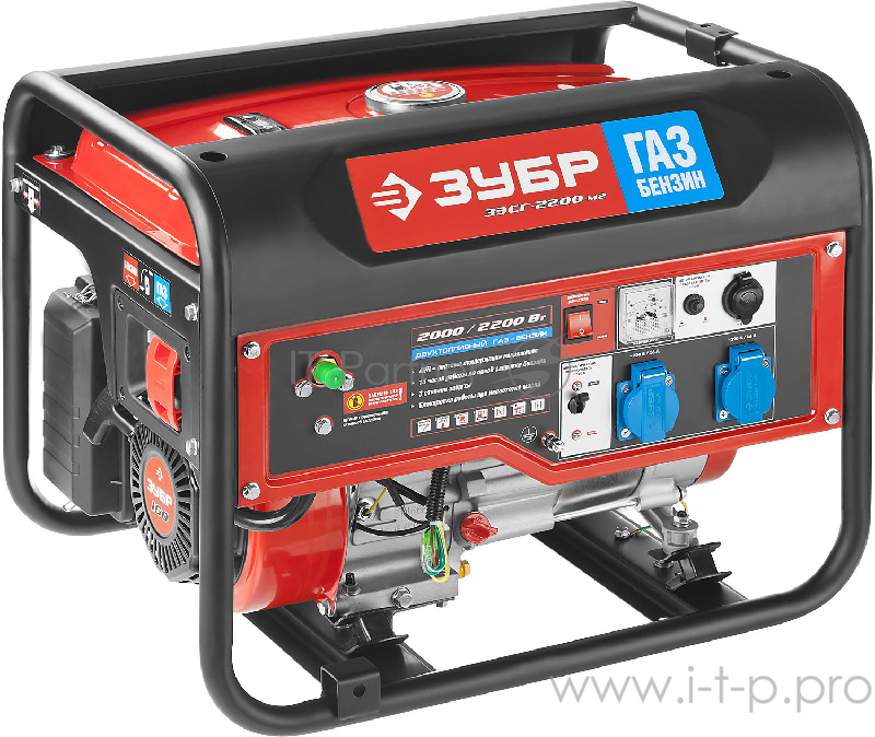 Генератор ЗУБР ЗЭСГ-2200-М2 комби газ+бензин 4-х такт 220/12В 2200/2000Вт ручн.пуск