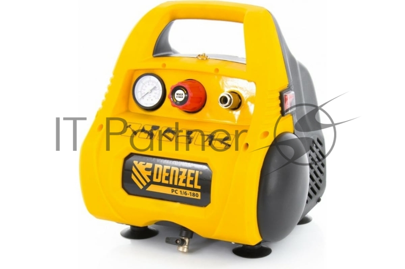 Компрессор DENZEL РС 1/6-180 поршневой безмасляный, 1100 Вт, 180л/мин, 8бар