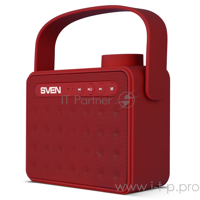 Колонки SVEN PS -72, красный (6 Вт, Bluetooth, FM, USB, microSD, ручка)