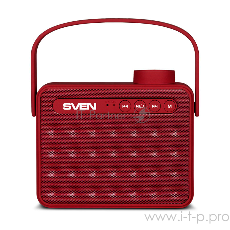 Колонки SVEN PS -72, красный (6 Вт, Bluetooth, FM, USB, microSD, ручка)