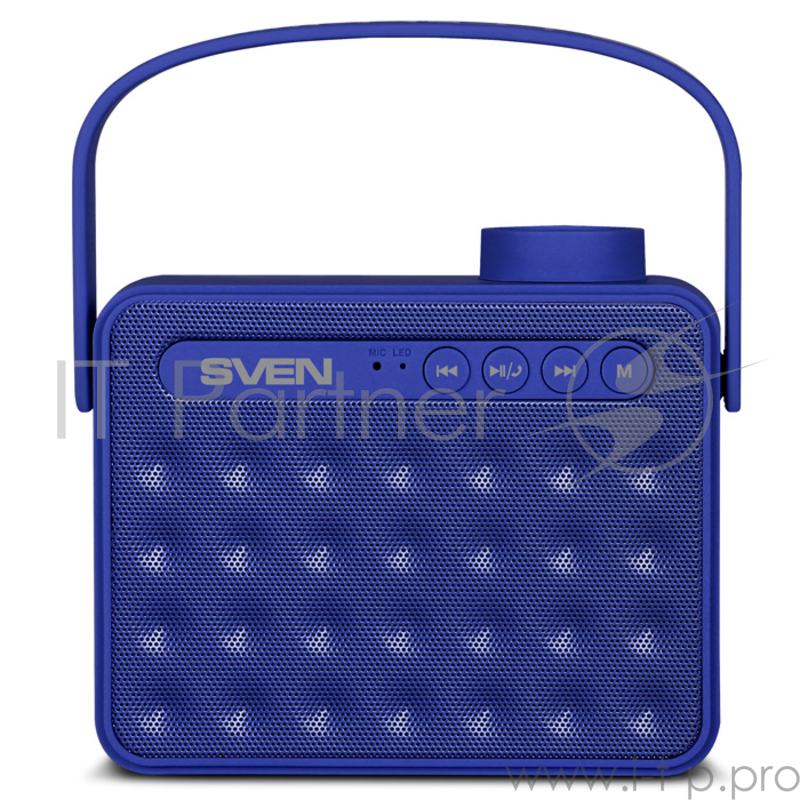 Колонки SVEN PS -72, синий (6 Вт, Bluetooth, FM, USB, microSD, ручка)