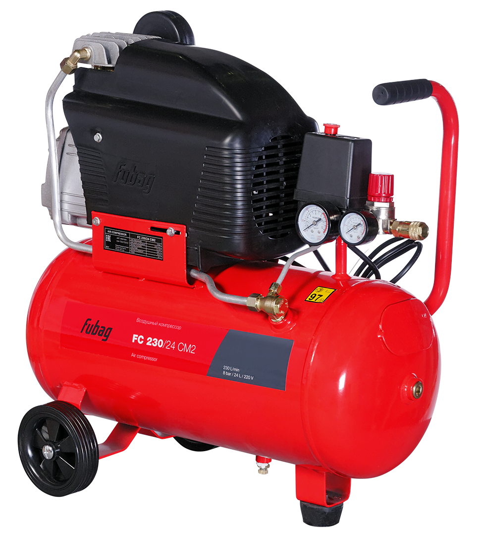 Компрессоры FUBAG FC 230/24 CM2 45681961 (Реси- вер, л 24 Произ- водит., л/мин 222 Давле- ние, бар 8 Мощность, кВт 1.5 Напря- жение, В 220 Вес, кг 26,4)