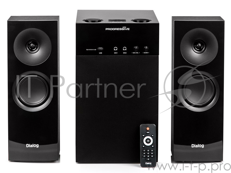 Колонки Dialog Progressive AP-250 BLACK {колонки 2.1, 50W+2*15W RMS, Караоке, Bluetooth, FM+USB+SD, Опт.вх}