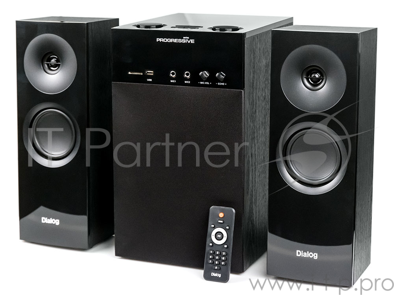 Колонки Dialog Progressive AP-250 BLACK {колонки 2.1, 50W+2*15W RMS, Караоке, Bluetooth, FM+USB+SD, Опт.вх}