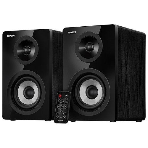 Колонки SVEN SPS-750, чёрный {акустическая система 2.0, мощность 2х25Вт (RMS), пульт ДУ, Bluetooth, Optical}