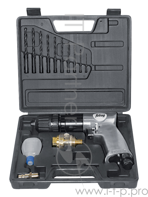 Дрель пневматическая FUBAG DRS142/1800 142л/мин 6бар 1800об/мин 1.8кг реверс набор кейс